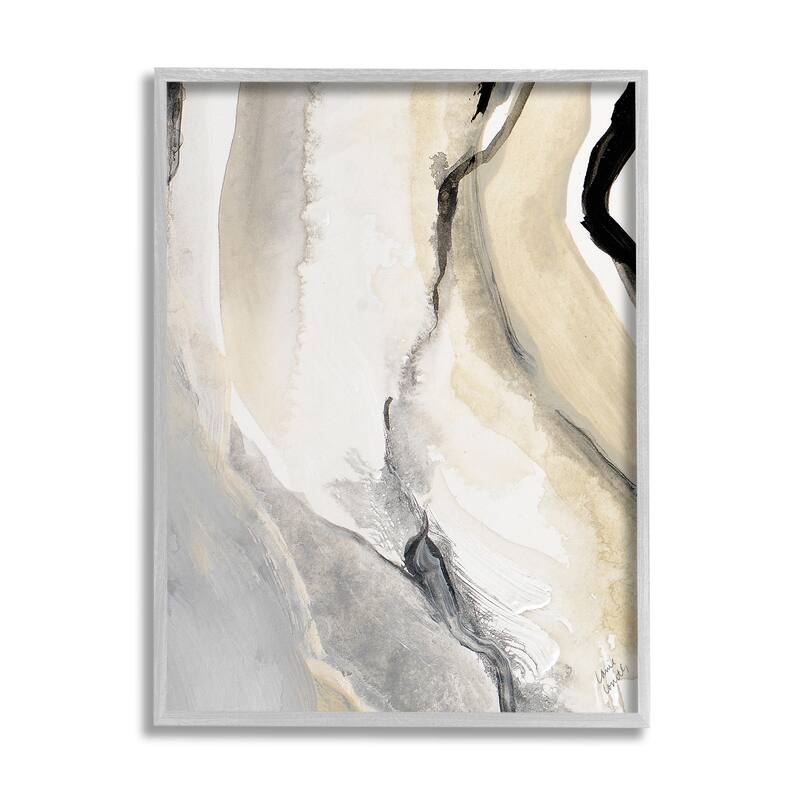 Stupell Abstract Paint Strokes Fluid Beige Movement Framed Giclee Texturized Art by Lanie Loreth
