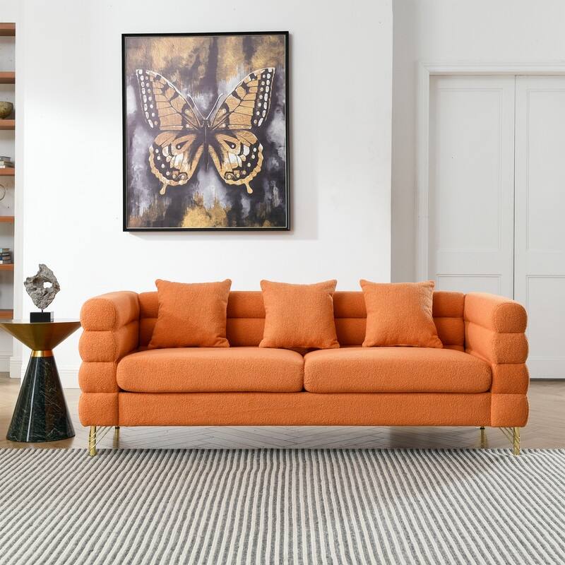 Oversized Upholstered Sectional Sofa, Modern Living Room Couch with 3 Pillows,Sectional Couch