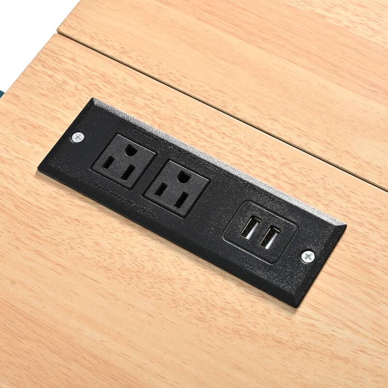 55.7" Large Kitchen Island with 2 Drop Leaf, on 5 Wheels with Power Outlet, Dining Table with Spice Towel Rack, 3 Drawers