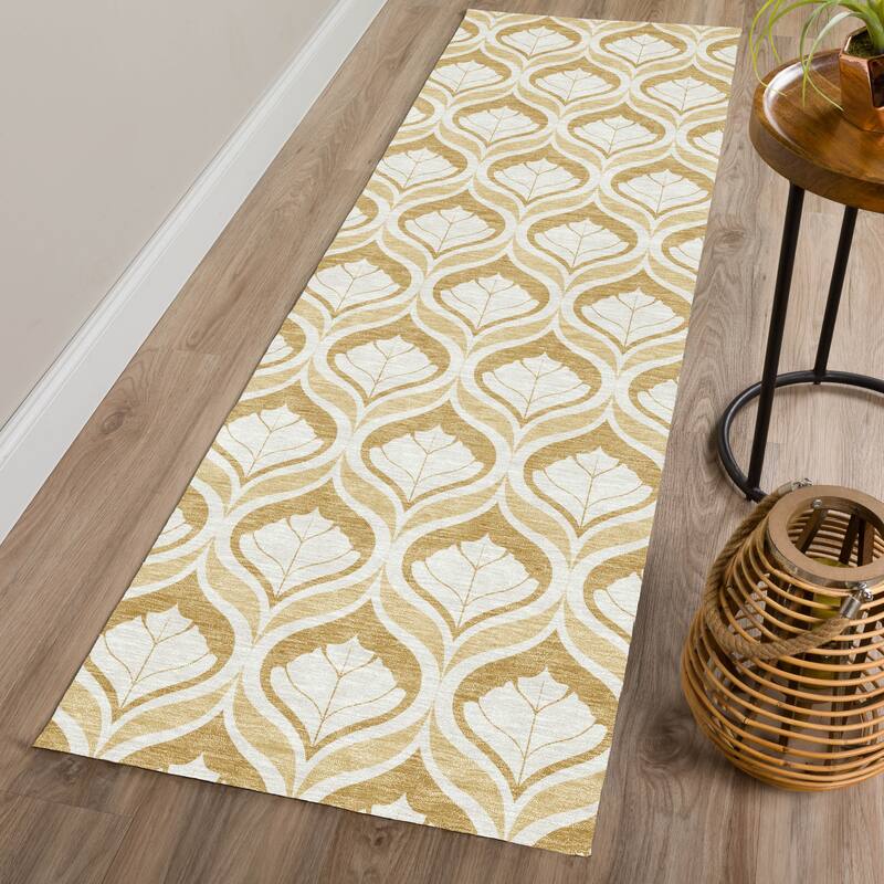 Machine Washable Indoor/ Outdoor Modern Trellis Chantille Rug