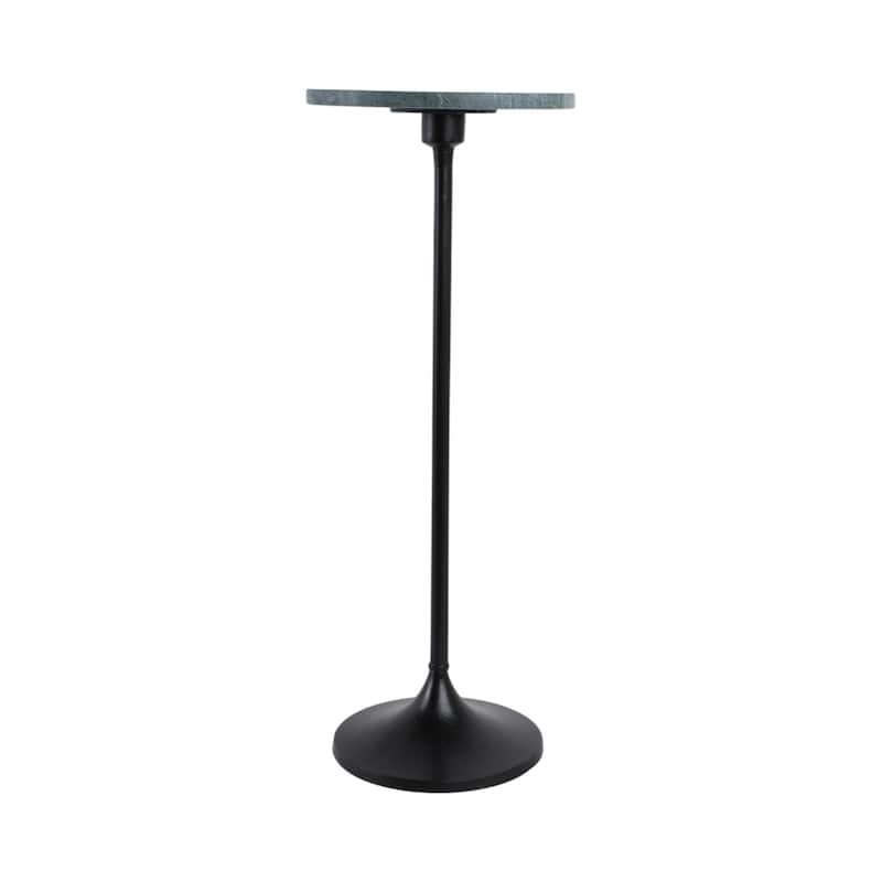 Metal Base Marble Top Modern Glam Accent Table Round Silhouette - 10" x 10" x 27"
