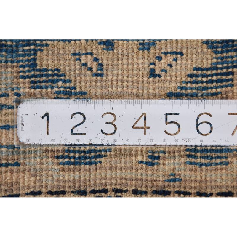 Hand Knotted Oriental 100% Wool Carpet Transitional All-Over Navy Blue & Blues Oushak Runner Rug - 9' 8'' X 2' 7''