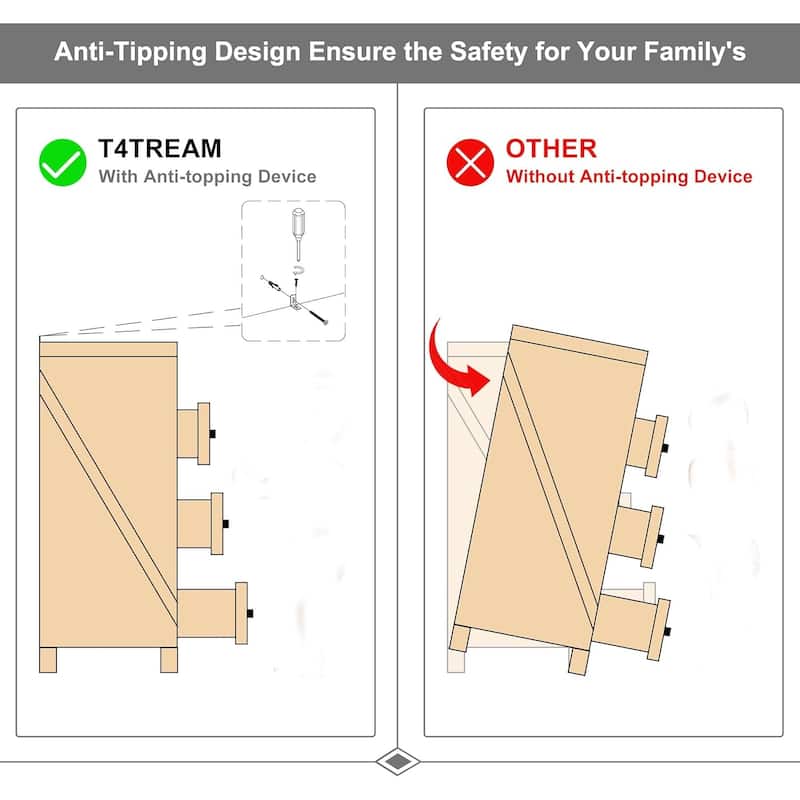 Wood 6 Drawers Dresser, Rustic Chest of Drawers for Bedroom