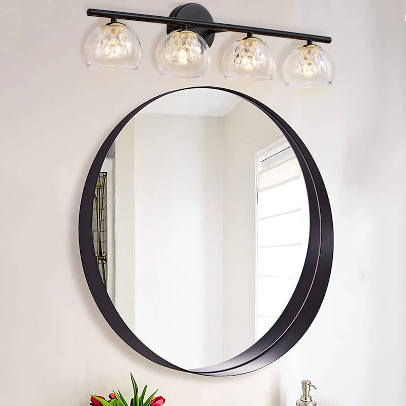Bathroom Vanity Wall Sconce 4 Light Modern Crystal Glass - black