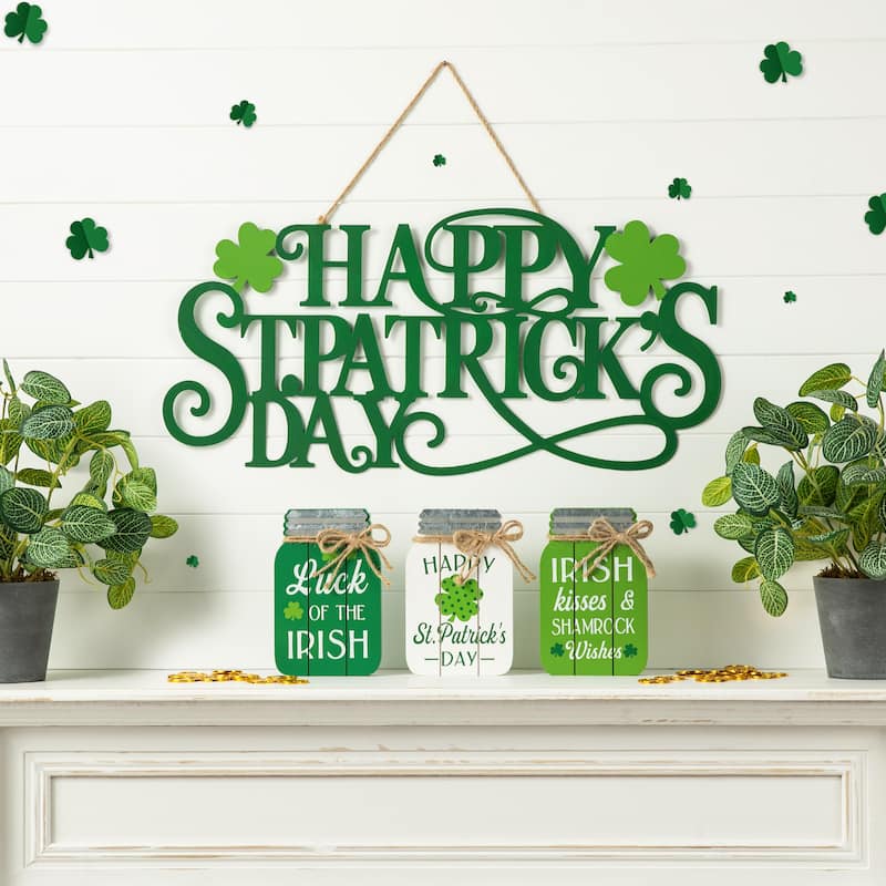Glitzhome 24"L Metal "HAPPY St. Patrick's Day" Wall Decor