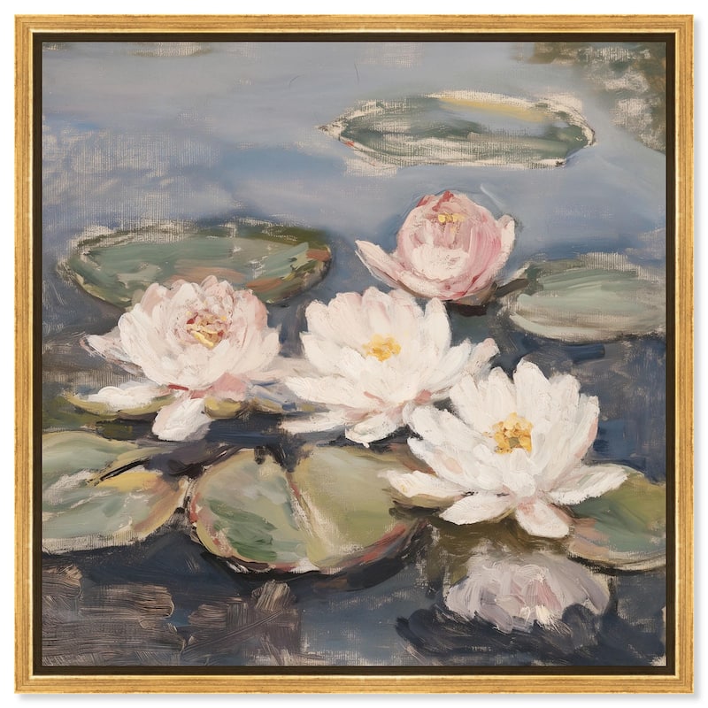 Water Lilies Canvas by Art Remedy - Gold - 40" x 40"