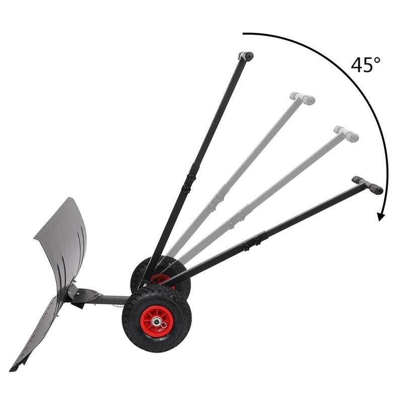Rolling Snow Pusher with Wheels and Adjustable Handle