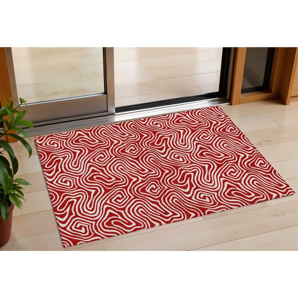 HomeRoots Abstract Transitional Rectangle Outdoor Rug