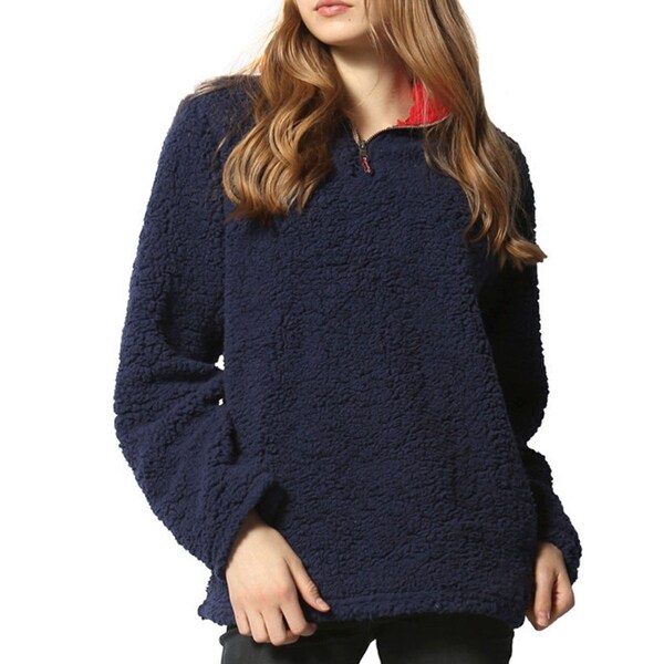 half zip fluffy pullover