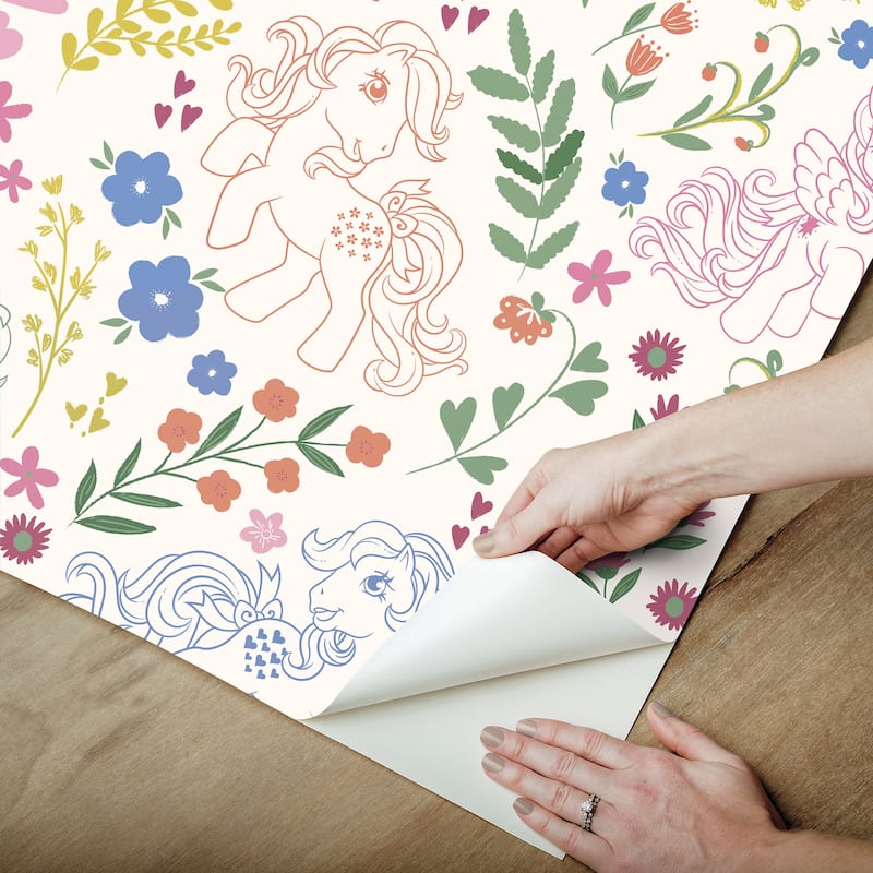 RoomMates My Little Pony Retro Floral Cream Peel and Stick Wallpaper