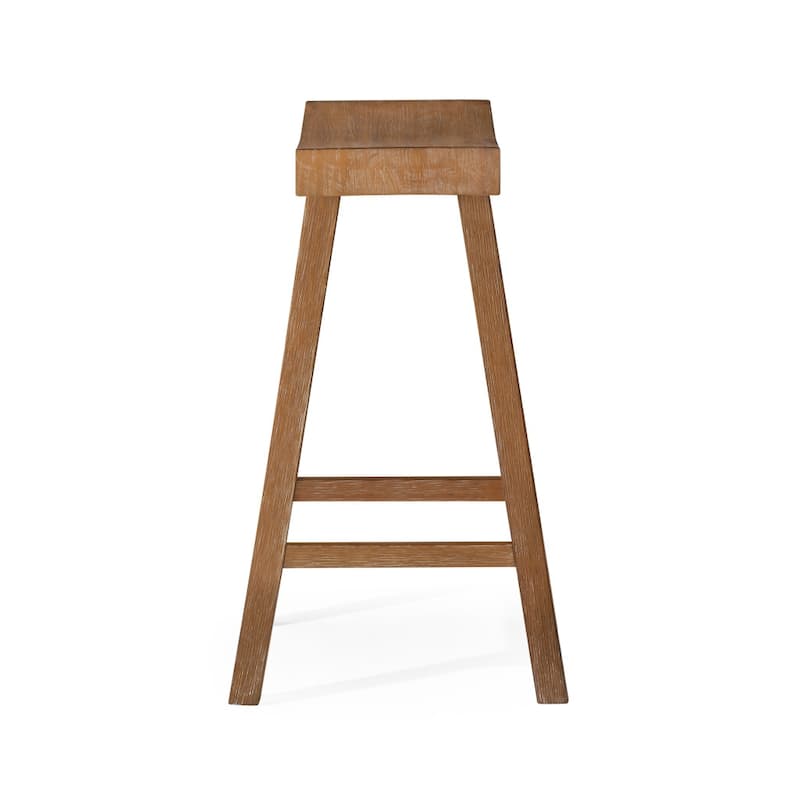HomeRoots 27" Natural Solid Wood Backless Counter Height Bar Chair