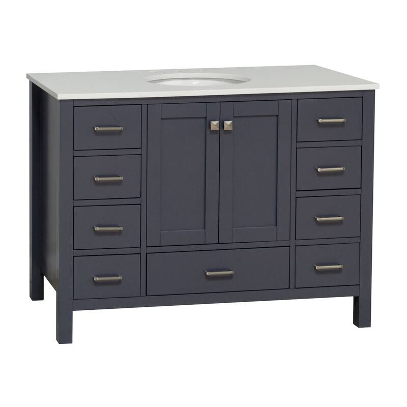 KitchenBathCollection Horizon 48" Bathroom Vanity with Engineered White Top