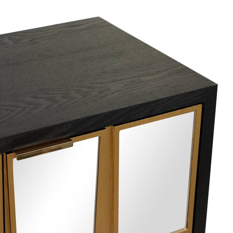 Gold Wooden 3 Door Room Cabinet or 3 Drawer Chest with Mirrored Front