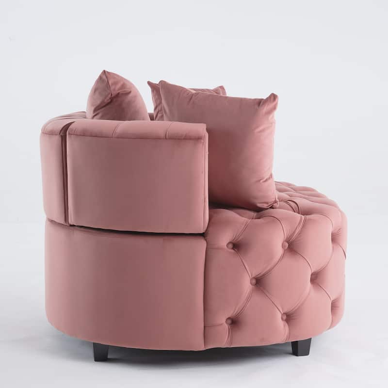 Pink 24" Velvet Button Tufted Barrel Chair