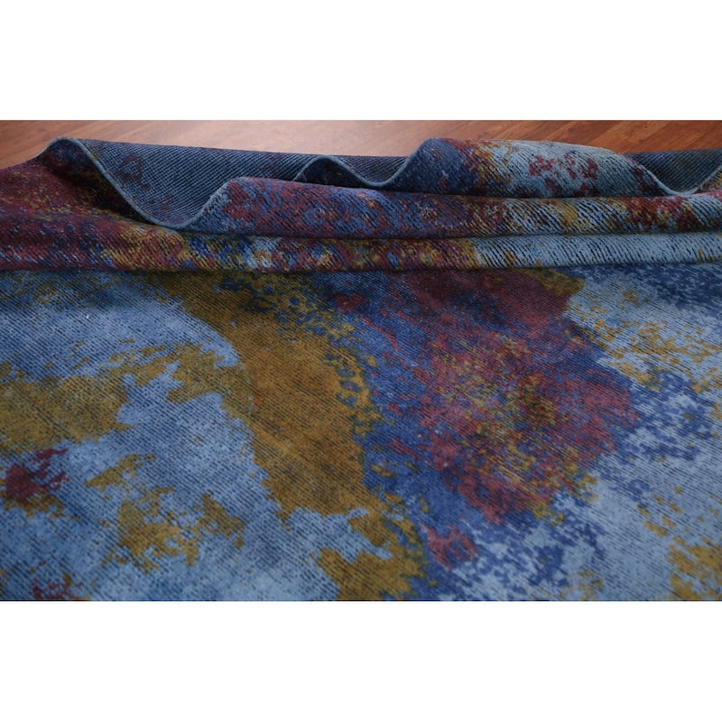 All-Over Colorful Abstract Indian Area Rug Handmade Wool Carpet - 9'11"x 13'1"