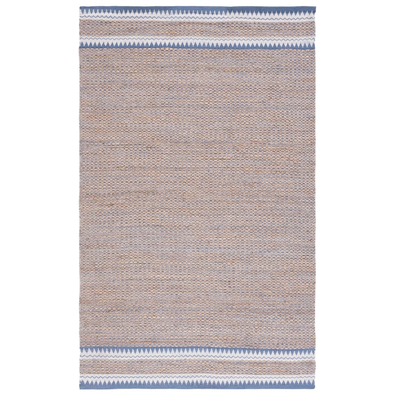 SAFAVIEH Handmade Natural Fiber Jokelien Boho Jute Rug - 6' Square - Natural/Blue