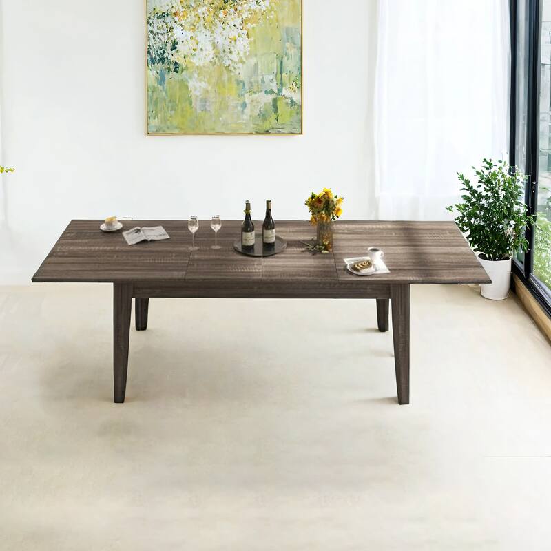 106.3" Large Extendable Kitchen Table,Dining Table - Dark Oak