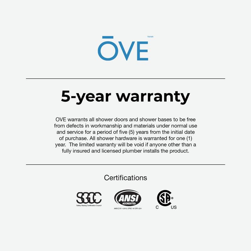 OVE Tampa Alcove Frameless Pivot Hinge Shower Door Kit with Base Pan, 2025