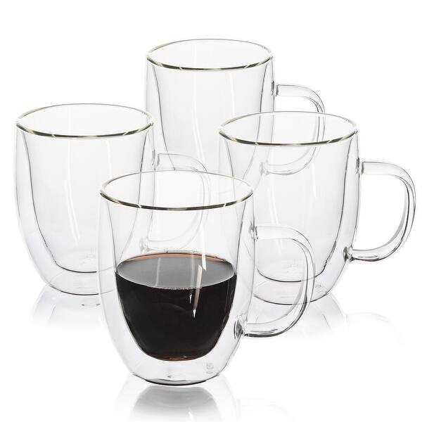 Double Wall Glass Coffee Mug with Handle (12.3 oz. set of 4) Bed Bath