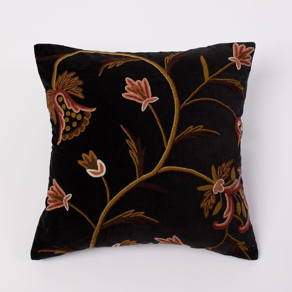 Cottage Home Crewel Embroidery 20 Inch Throw Pillow