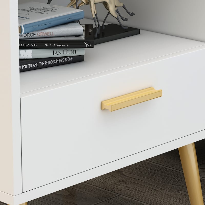 Timechee 20'' Tall 1 - Drawer Metal Legs Nightstand(One Piece)