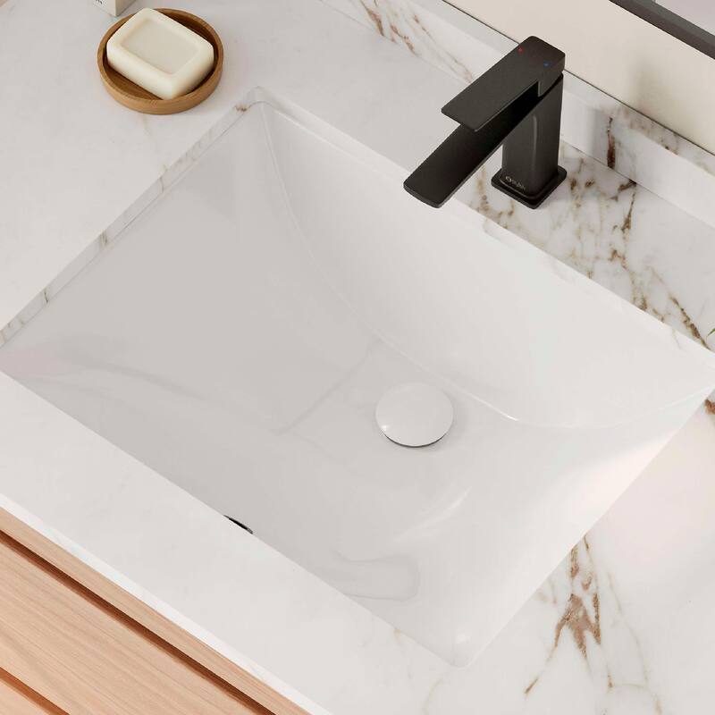 STYLISH Porcelain Rectangular 20 3/4-inches Undermount Ceramic Bathroom Sink with Overflow