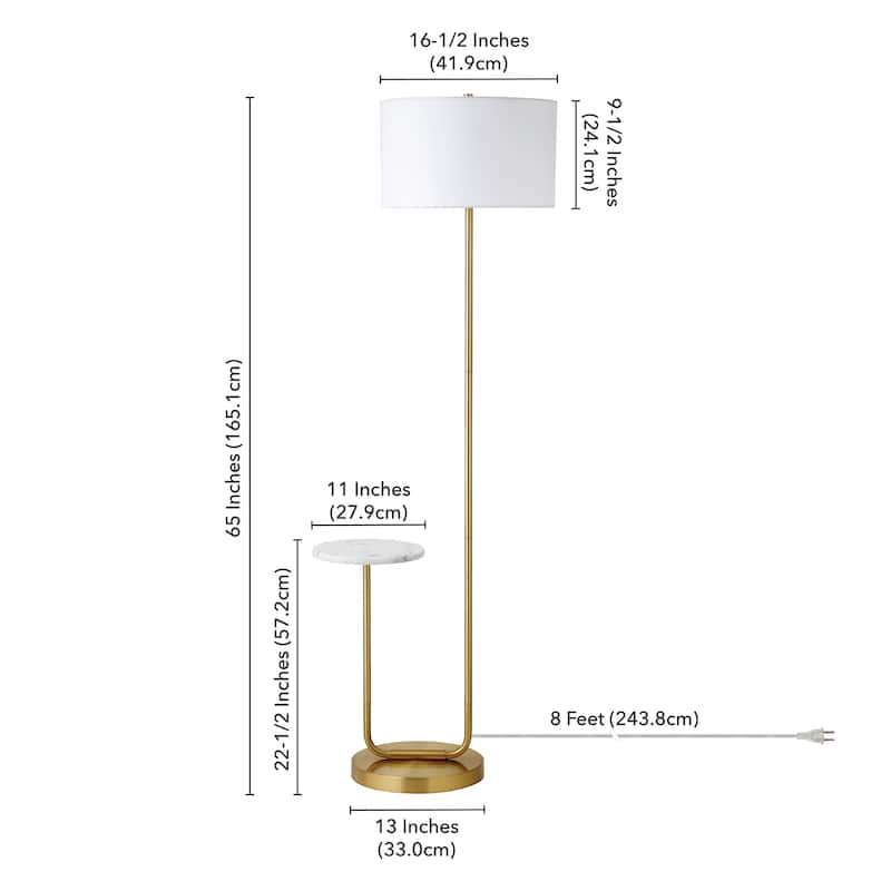Jacinta Floor Lamp with Marble Tray Table and Fabric Shade - 23.75" Wide