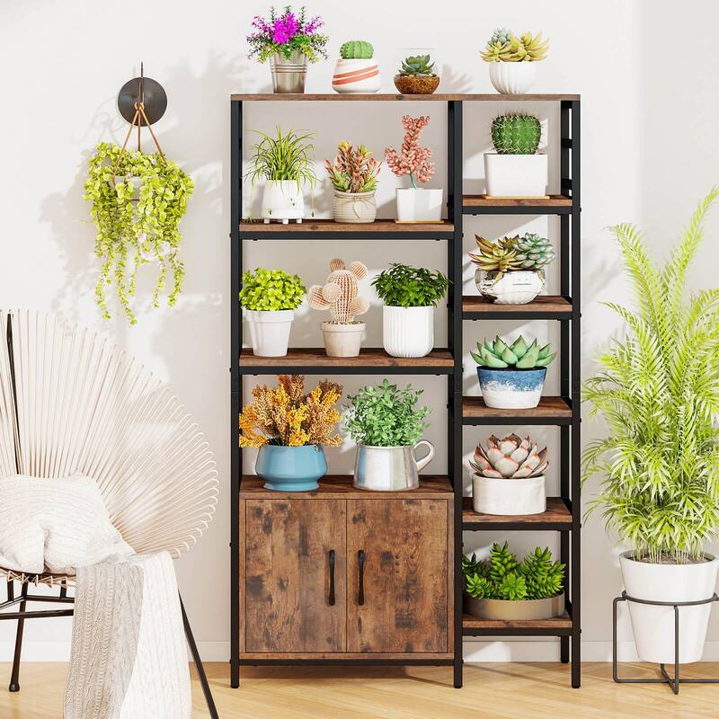 Costway 55.5" Tall Bookcase with 2-Door Cabinet Metal Frame - See Details