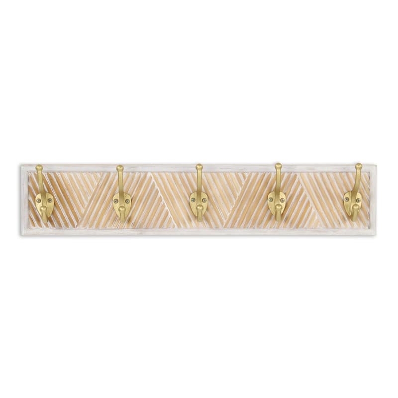 Zephyra Gold Cast Iron Modern Cottage 5 Hook Coat Rack - Brown