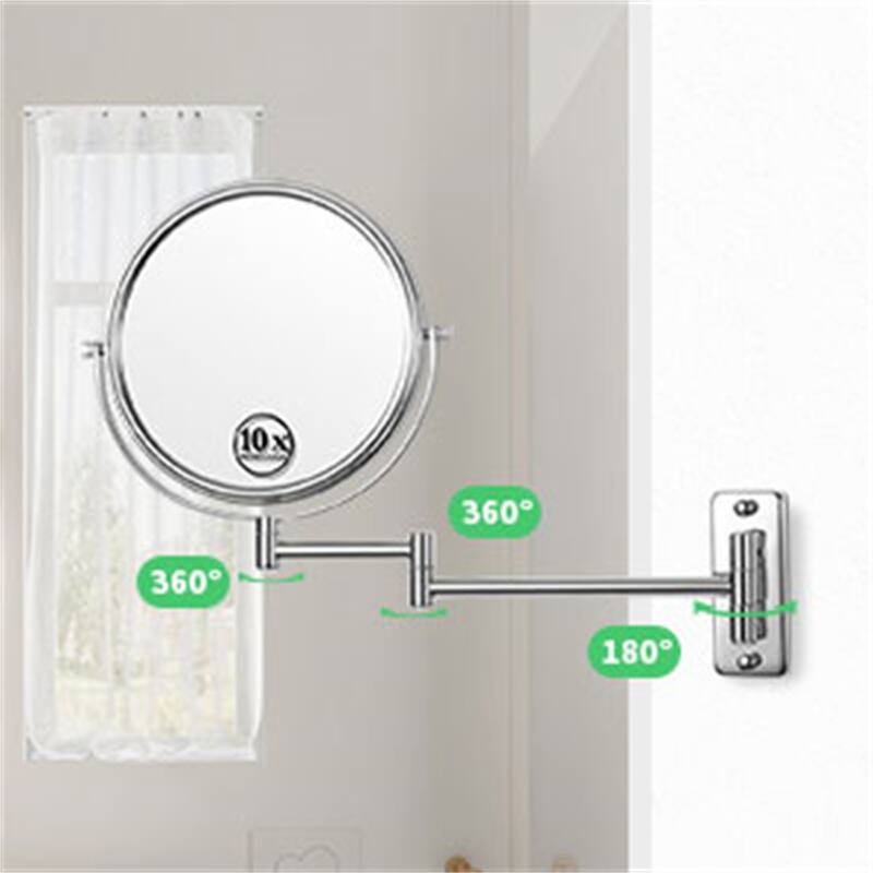 Wall Mount Makeup Mirror 10x Magnification Double-Sided Swivel Mirror
