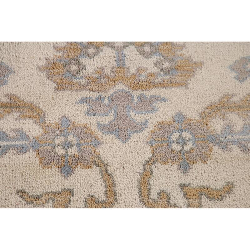 Ivory Oushak Living Room Area Rug Handmade Wool Carpet - 7'11"x 9'9"