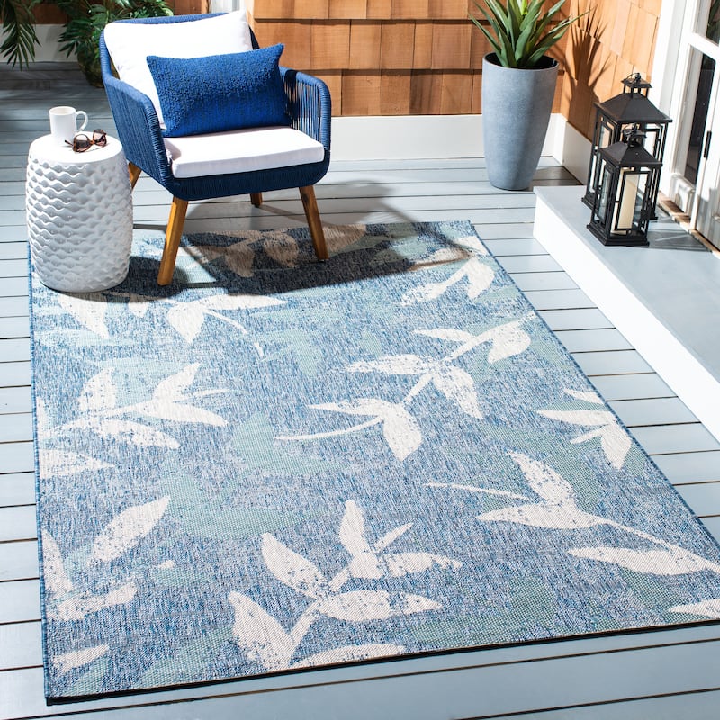 SAFAVIEH Courtyard Rula Indoor/Outdoor Waterproof Patio Backyard Rug - 8' x 10' - Navy/Blue