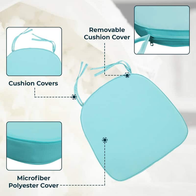 Memory Foam 15" U-Shaped Indoor Outdoor Dining Chair Pad Cushion for Kitchen Patio Garden (Set of 1, 2, 4 or 8)