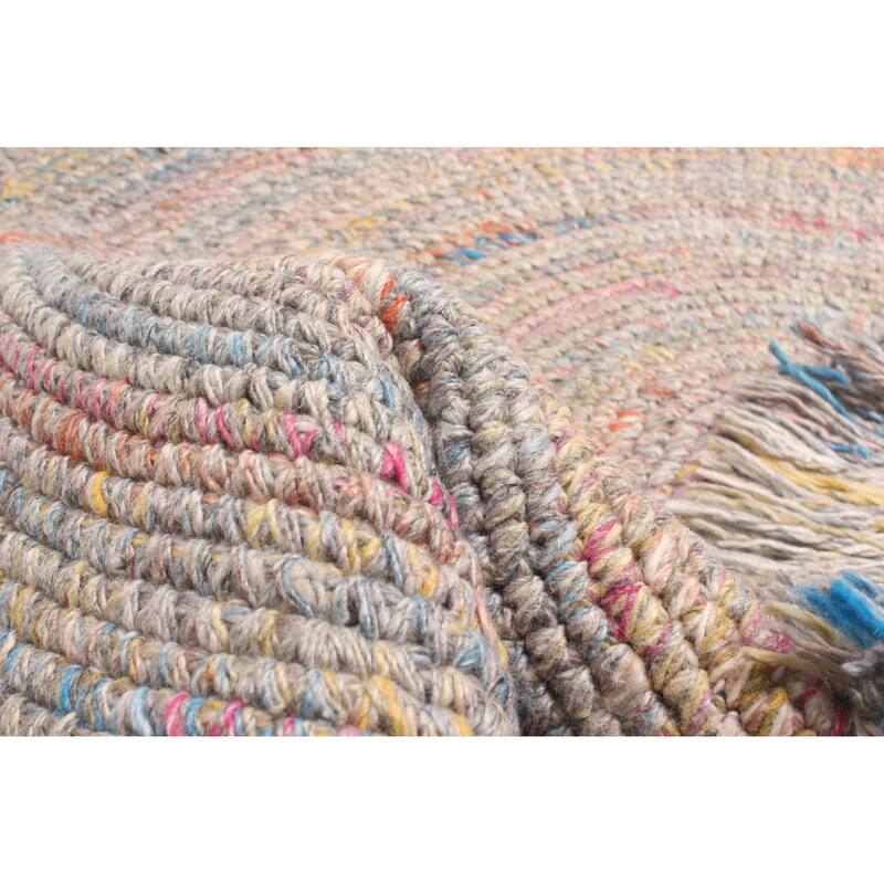 ECARPETGALLERY Braid weave Sienna Grey Wool Rug - 3'3 x 3'3