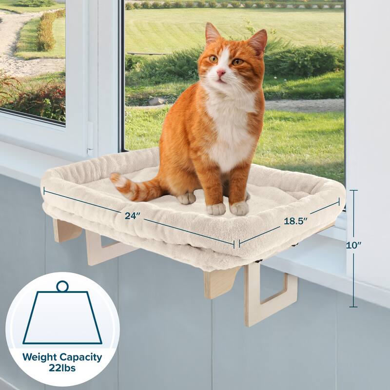 PETMAKER Cat Bed for Window Sill - Cat Window Perch with Bolster