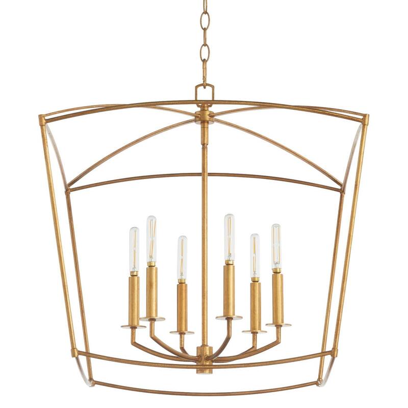 Quorum International 6412-6 Mantle 6 Light 24" Wide Pendant - Gold Leaf