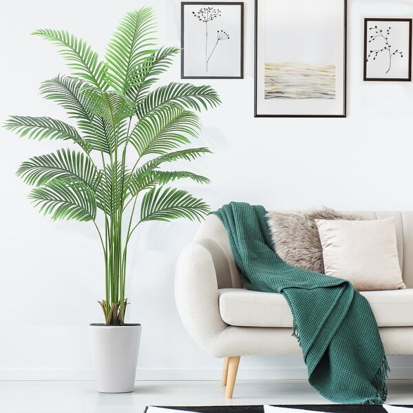 7ft Artificial Palm Tree with Real Bark Design and 9 Adjustable
