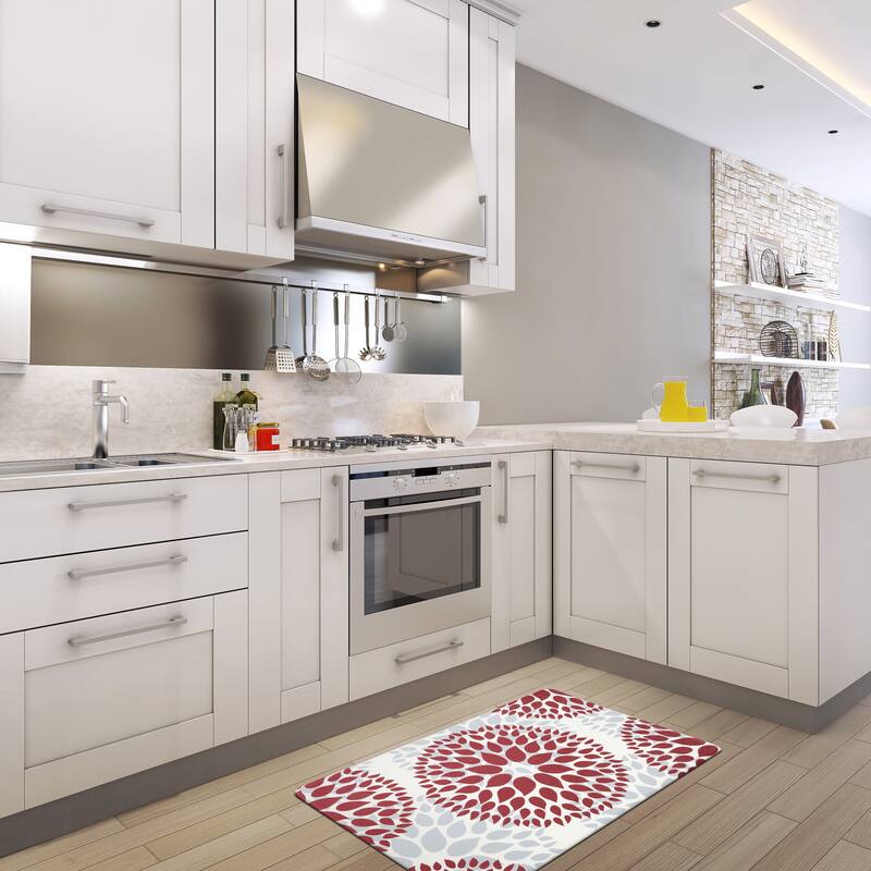 World Rug Gallery Modern Floral Circles Anti Fatigue Standing Mat