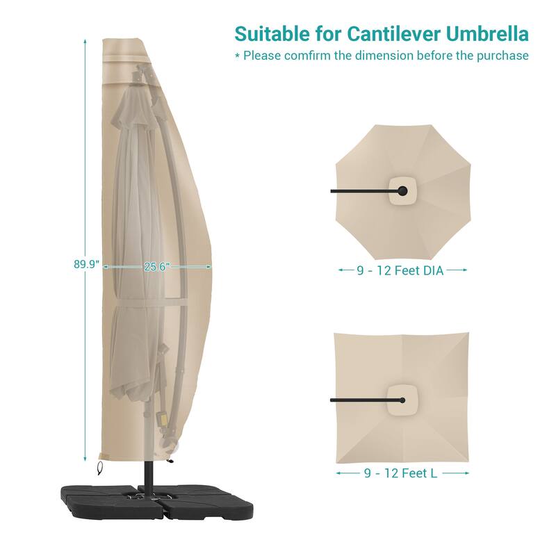 Bonosuki Patio Offset Umbrella Cover - 600D Waterproof Umbrella Cover