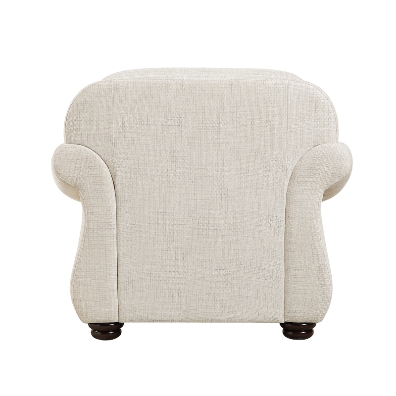 Boro 42 Inch Sofa Armchair, Soft Beige, Armrests w Nailhead Trims
