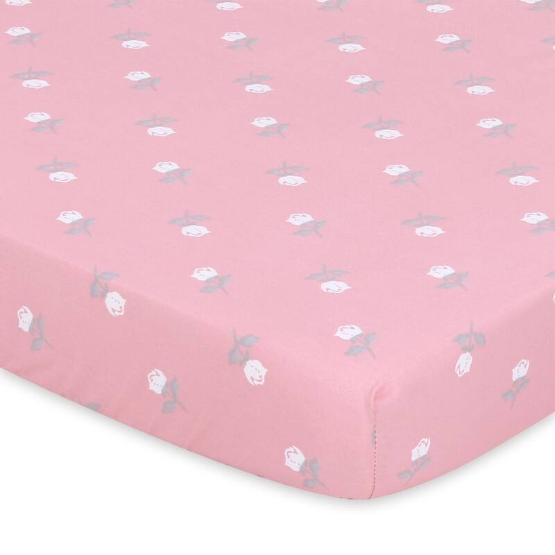 The Peanutshell Pink Roses/ Ditsy Floral Mini Crib, Playard Sheet 3 Pack Set
