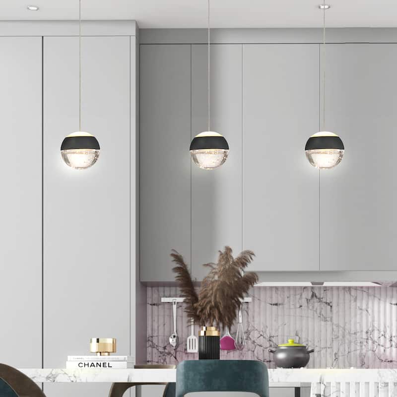 1-Light/3-Lights Globe LED Pendant Light with Bubble Crystal Ball