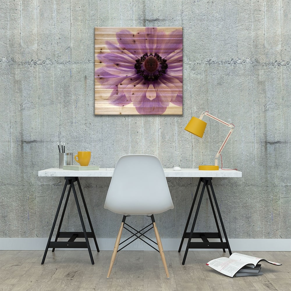 Pale Lilac Anemone Print On Wood by Alyson Fennell - Multi-Color - Bed ...
