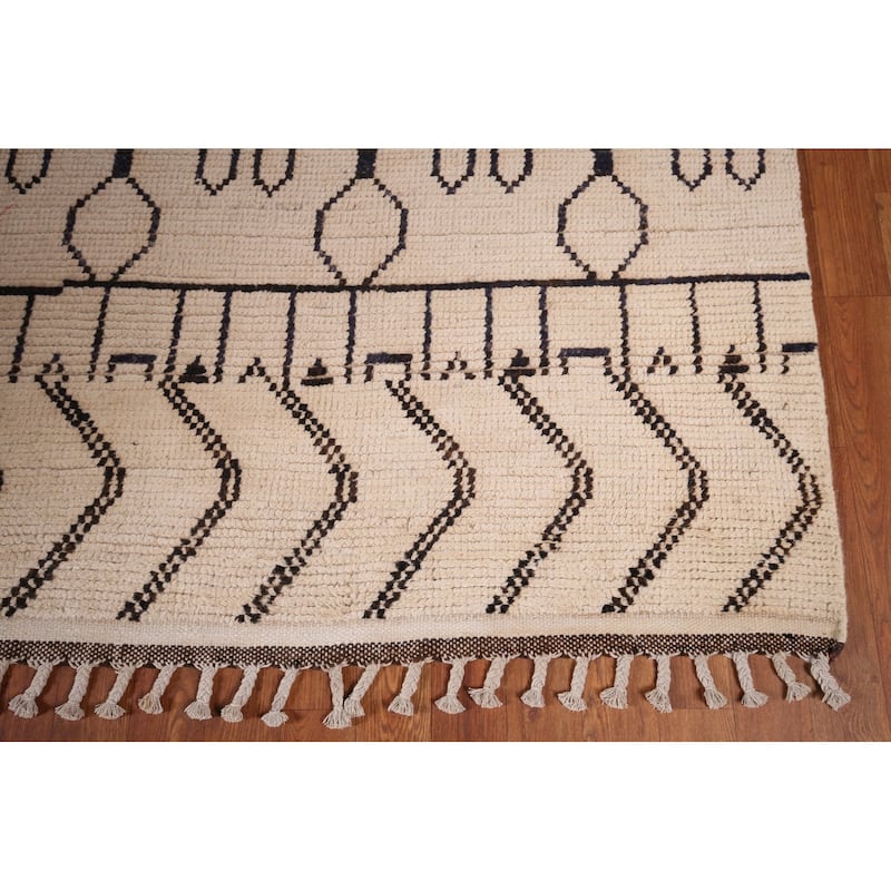 Moroccan Oriental Large Area Rug Hand-Knotted Wool Carpet - 9'8"x 14'2"
