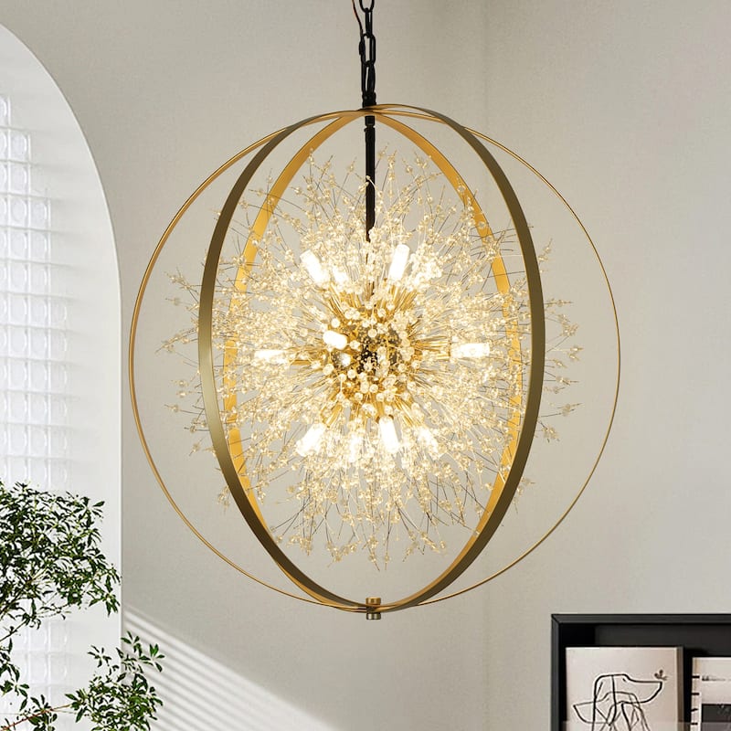 12-Light Modern Firework Chandelier Dandelion Light Sputnik Pendant Light - Gold