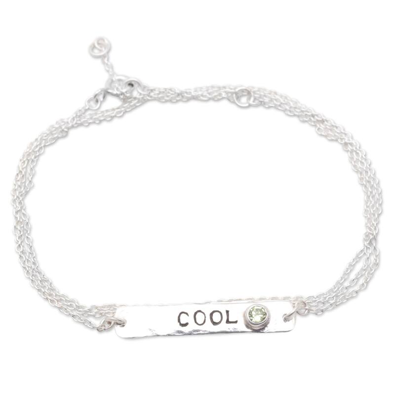 Novica Handmade Cool Green Peridot Wrap Pendant Bracelet