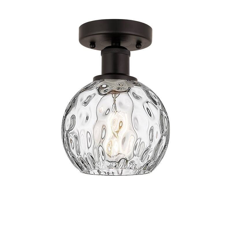 Innovations Lighting Edison Athens Water Glass - 1 Light 6" Semi-Flush Mount - Clear Water Glass/Oil Rubbed Bronze
