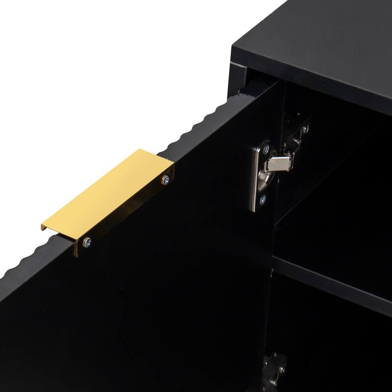 Modern TV Stand Elegant TV Stand, for TVs up to 80+ " with 4 Drawers, for Living Room and Bedroom, Warm Black