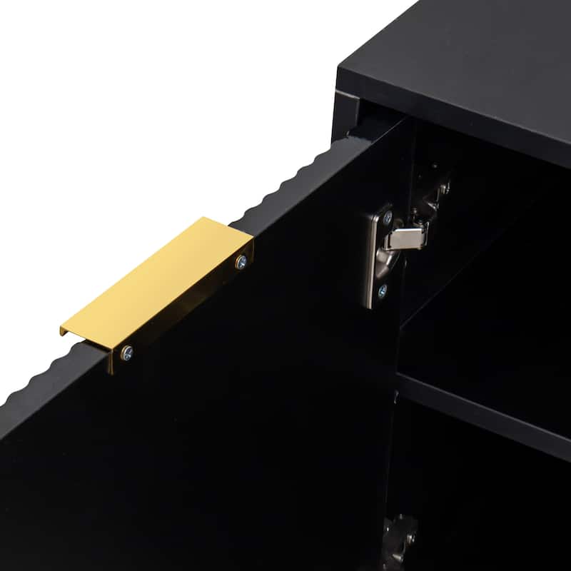 Stylish Contemporary Black Entertainment Center For 80-Inch Flat Screens, Perfect For Living Spaces And Bedroom Areas