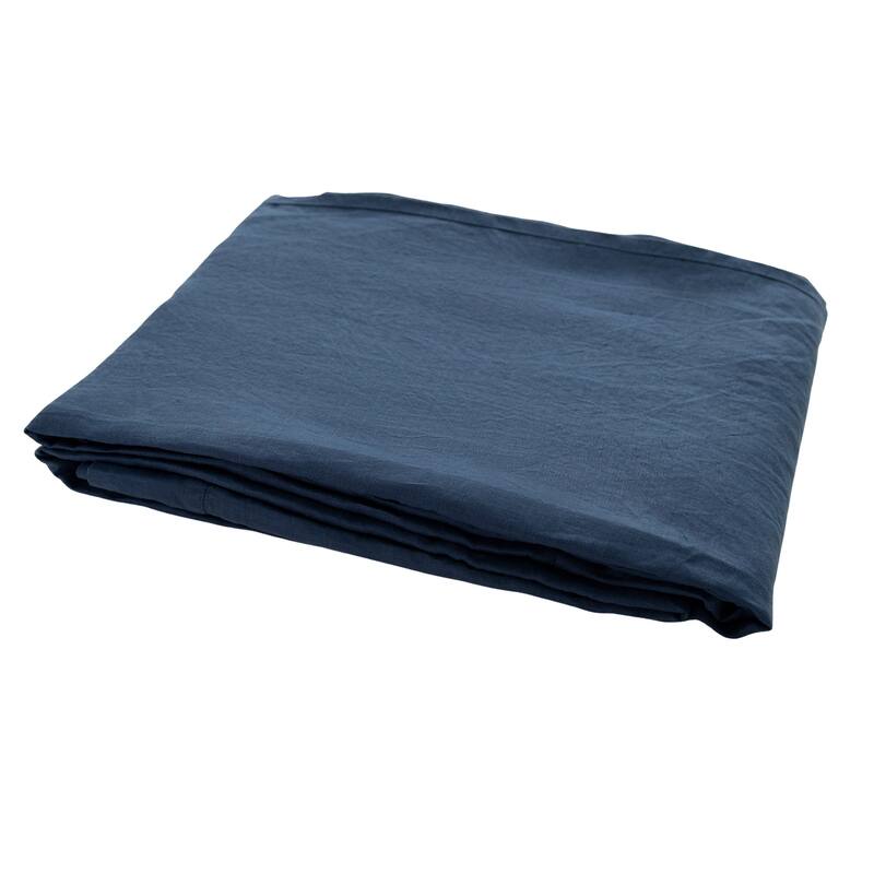 HomeRoots Navy Blue Linen King Fitted sheet